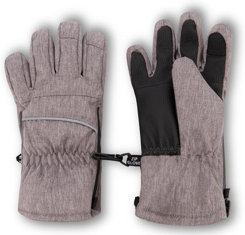 Andy & Evan Kids' Zip Gloves, Waterproof Winter Snow Gloves, Side Zippers, Touchscreen, Ski Snowboard Sledding, Warm Fleece Palms - Image 1